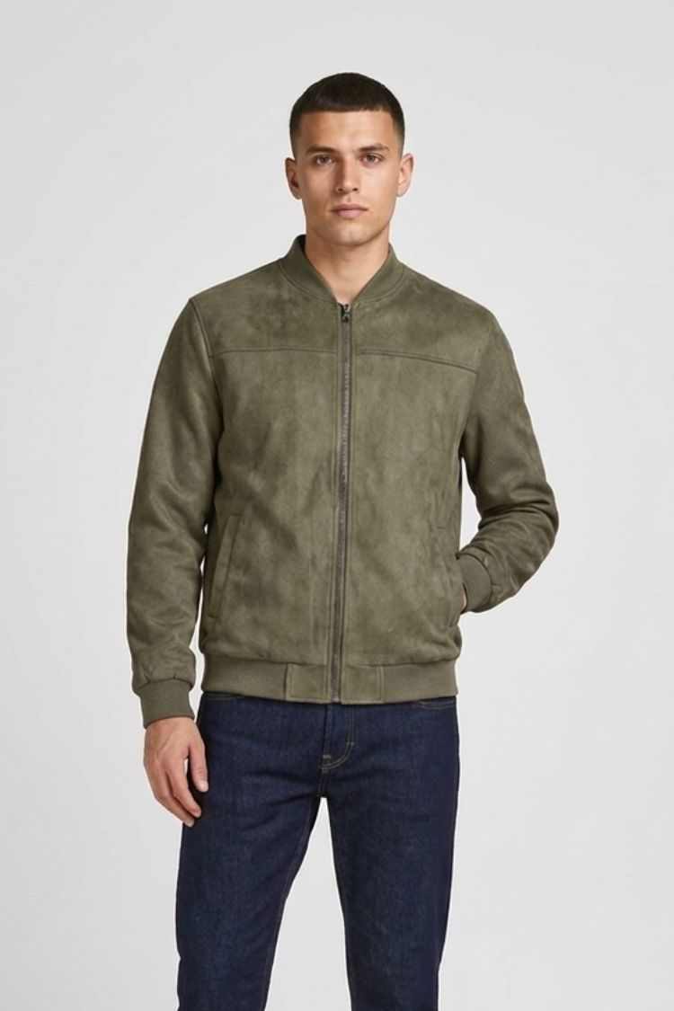 Men's Jacket with Zip and Stand-Up Collar