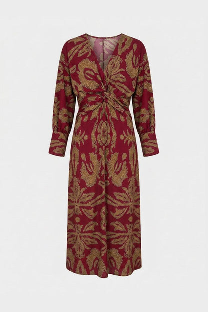 Midi Dress for Women in Wrap Style with V-Neck