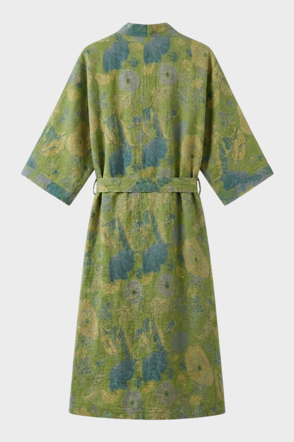 Kimono Women's Bathrobe with Belt and Pattern Knee-Length