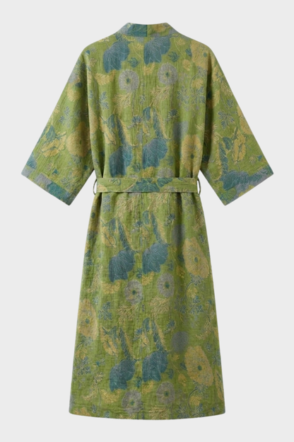 Kimono Women's Bathrobe with Belt and Pattern Knee-Length