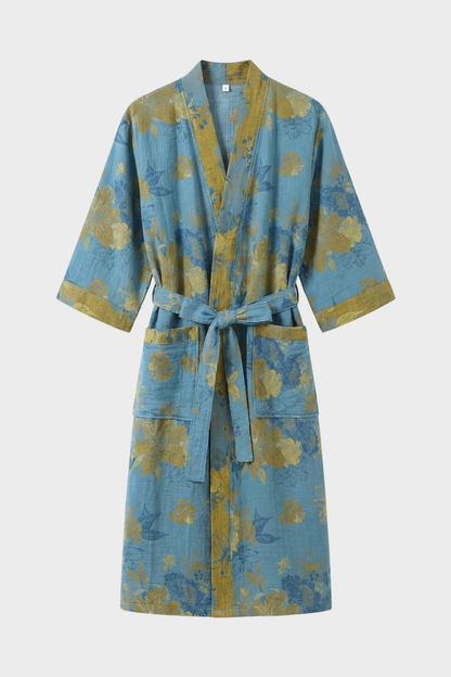 Kimono Women's Bathrobe with Belt and Pattern Knee-Length