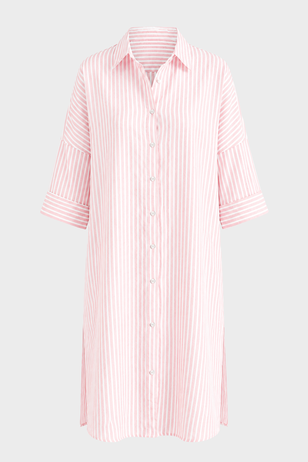 Striped Shirt Dress for Women with Button Placket