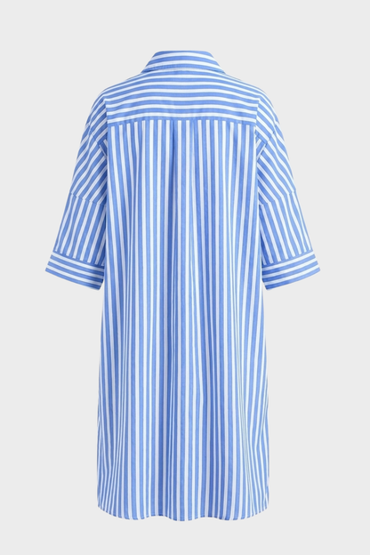 Striped Shirt Dress for Women with Button Placket