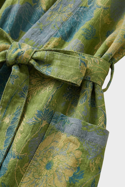 Kimono Women's Bathrobe with Belt and Pattern Knee-Length