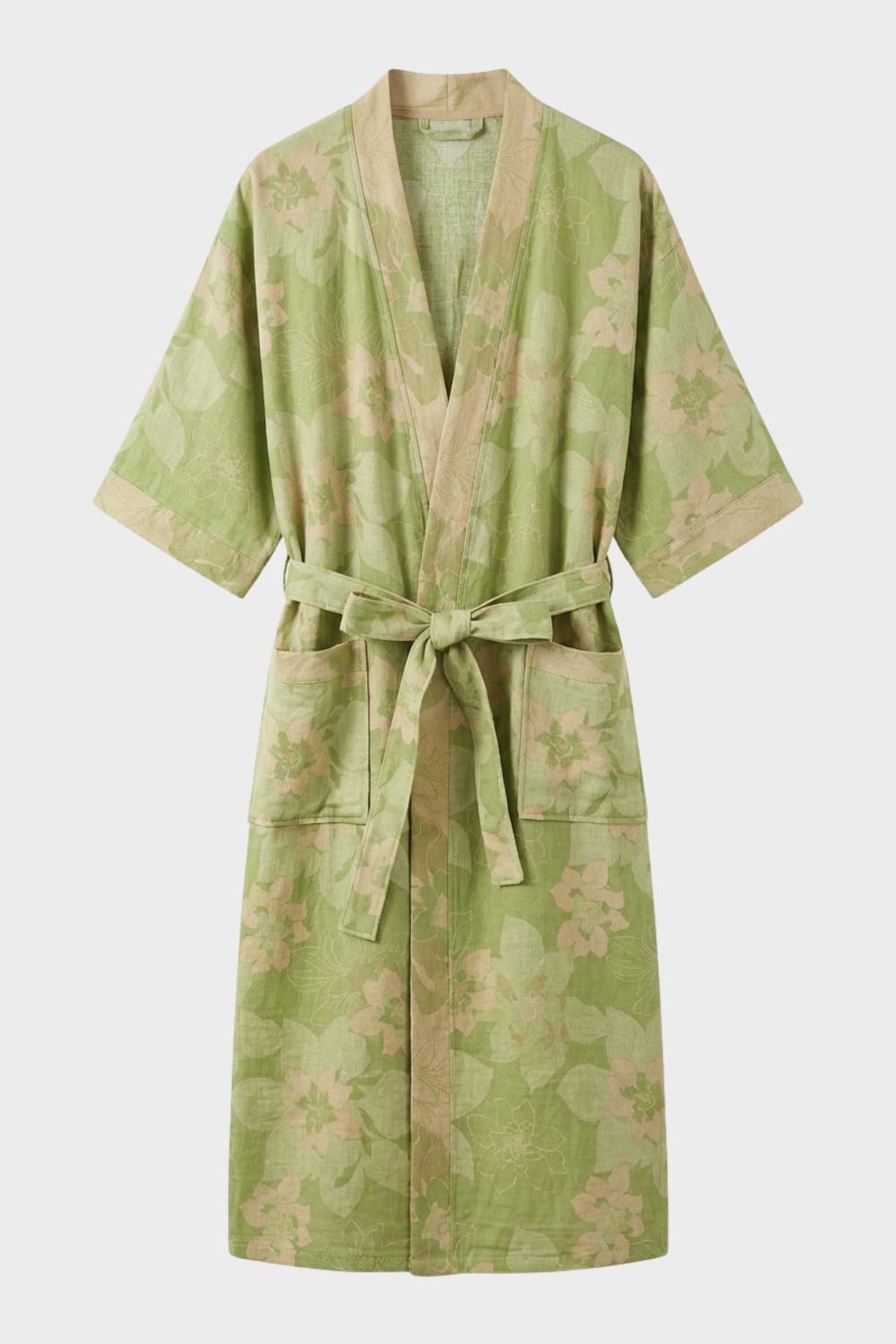 Kimono Women's Bathrobe with Belt and Pattern Knee-Length