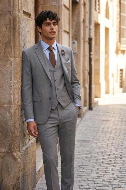 Men's Suit with Waistcoat Single-Breasted Classic Cut
