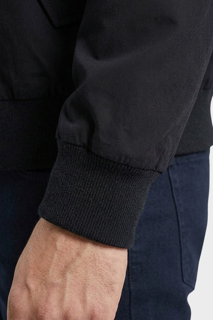 Men's Bomber Jacket with Zip and Stand Collar
