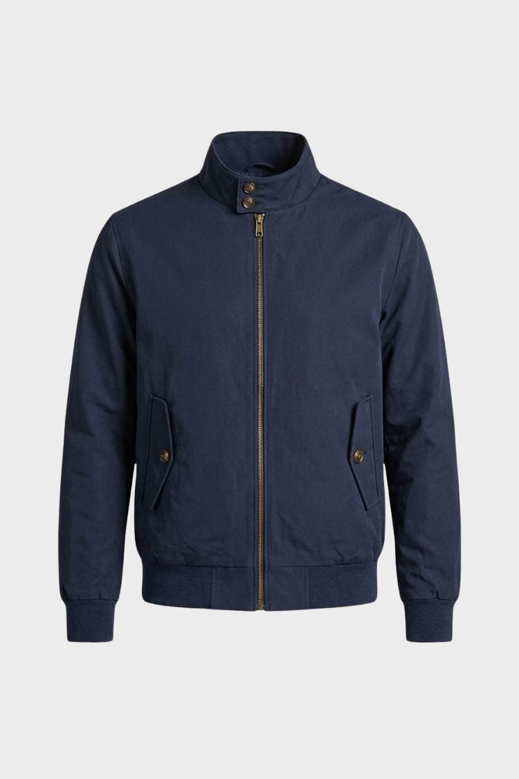 Men's Bomber Jacket with Zip and Stand Collar