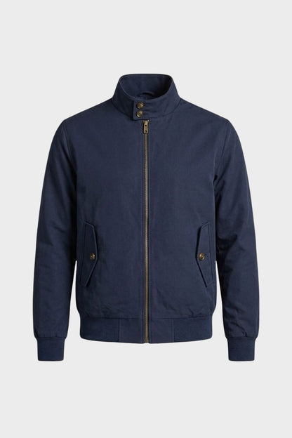 Men's Bomber Jacket with Zip and Stand Collar