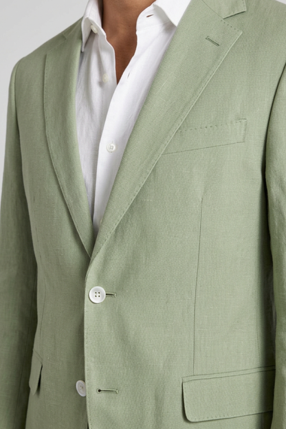 Men's Suit Two-Piece with Notched Lapel and Button Placket