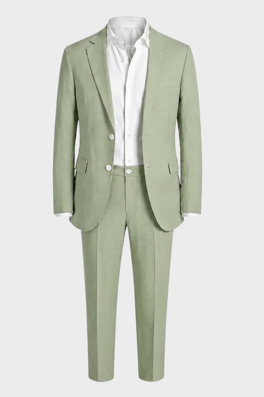 Men's Suit Two-Piece with Notched Lapel and Button Placket