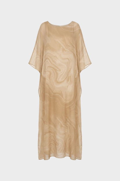 Maxi Dress for Women with Print and Short Sleeves