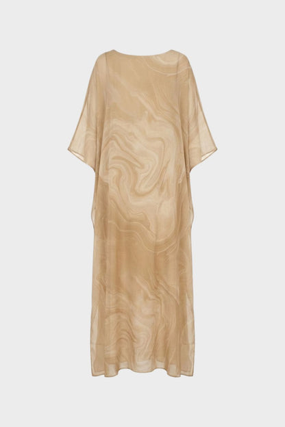 Maxi Dress for Women with Print and Short Sleeves