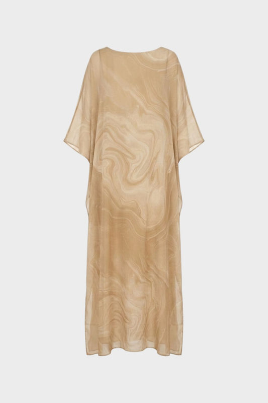 Maxi Dress for Women with Print and Short Sleeves