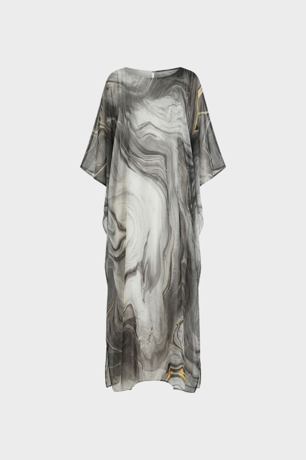 Maxi Dress for Women with Print and Short Sleeves