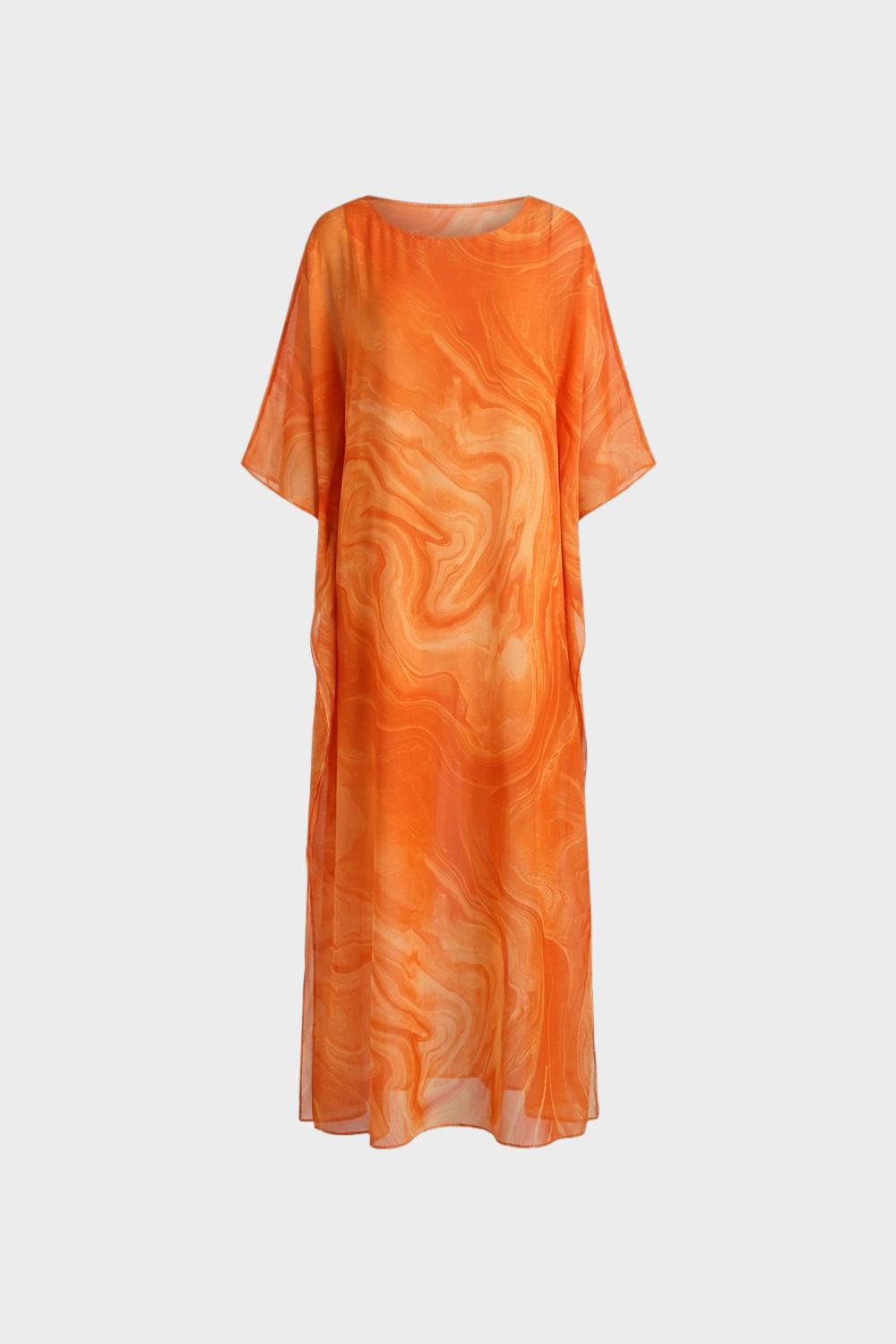 Maxi Dress for Women with Print and Short Sleeves