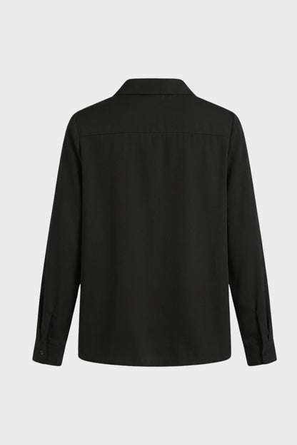 Women's Long Sleeve Blouse with Collar and Button Placket