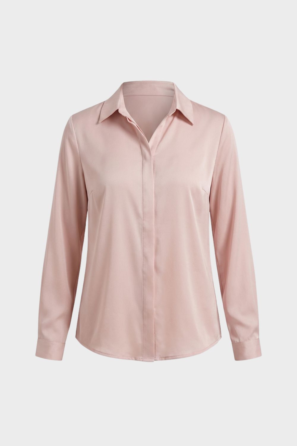 Women's Long Sleeve Blouse with Collar and Button Placket