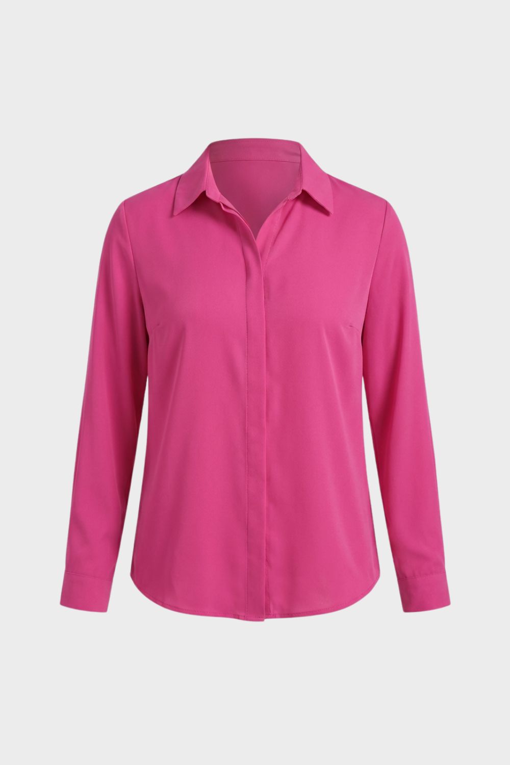 Women's Long Sleeve Blouse with Collar and Button Placket