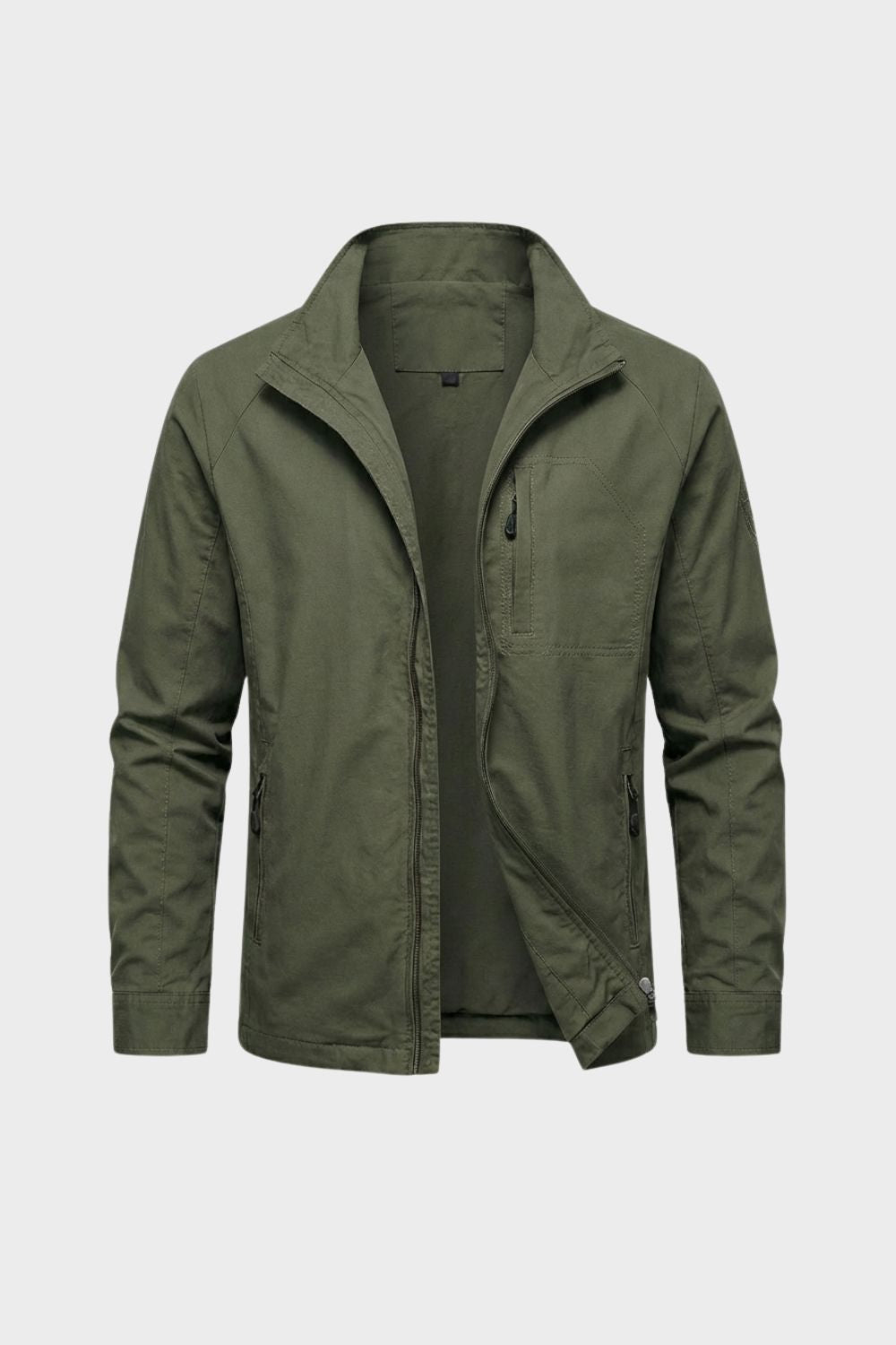 Men's Jacket with Zip and Stand-up Collar