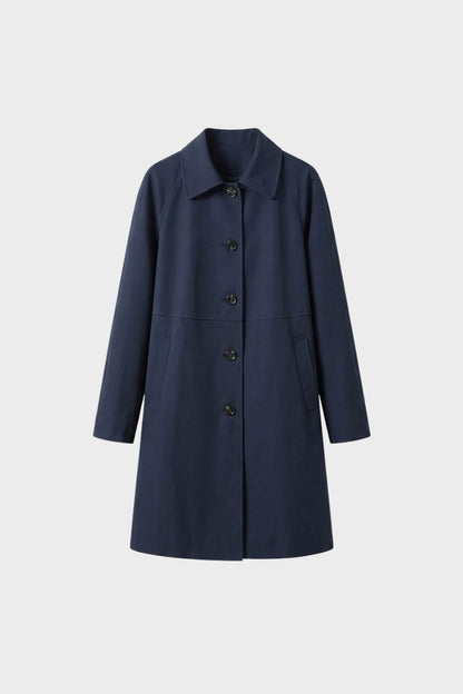 womens longline button up coat tailored classic outerwear | Camden-London
