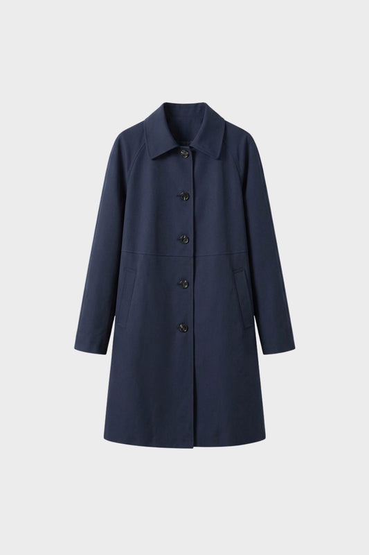 womens longline button up coat tailored classic outerwear | Camden-London