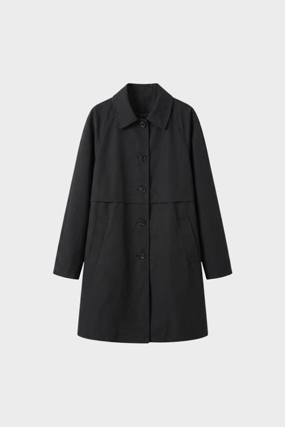 womens longline button up coat tailored classic outerwear | Camden-London