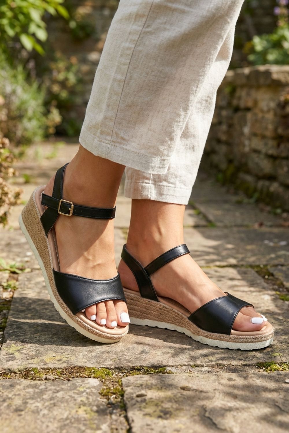 Women's Sandals with Wedge Heel and Straps