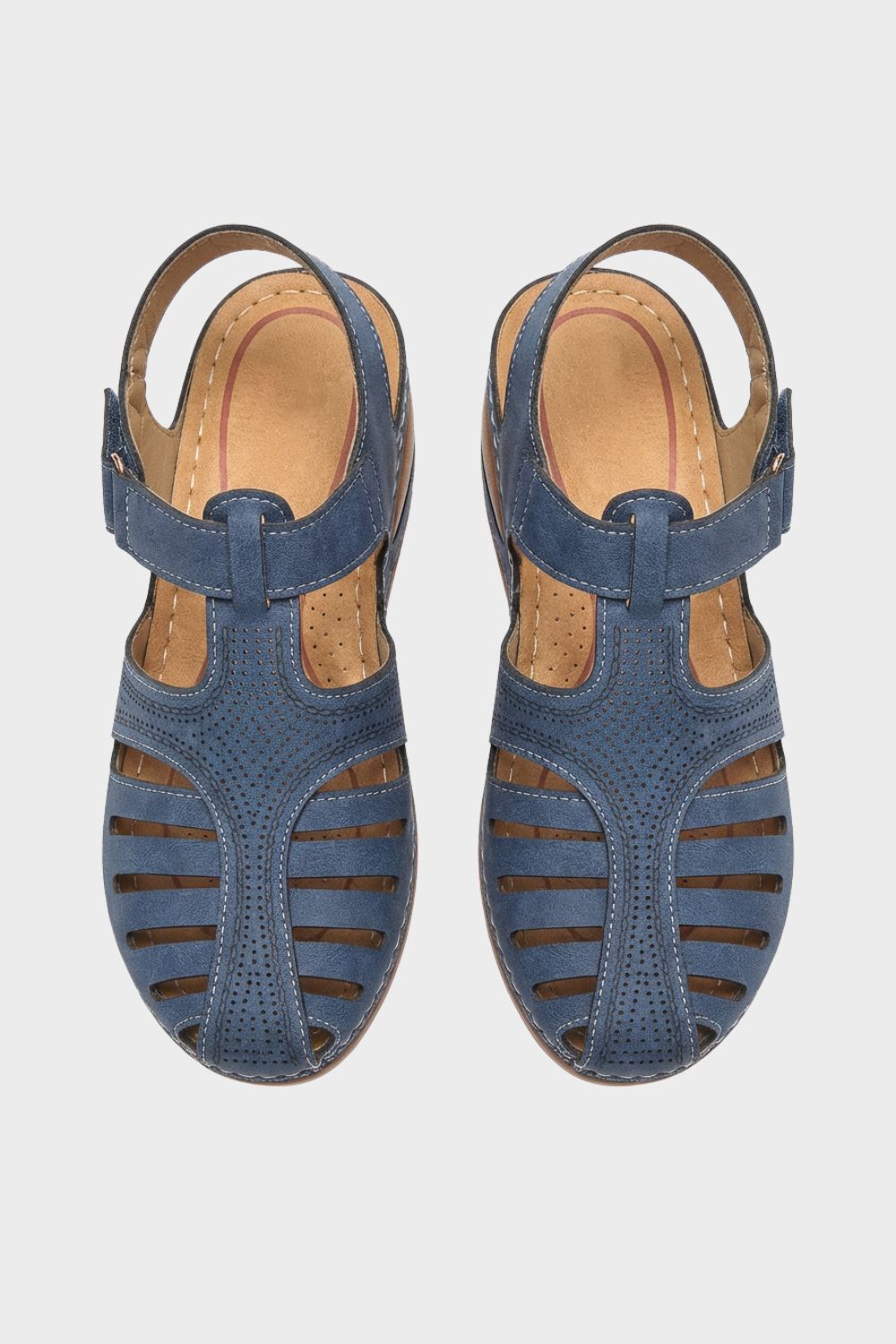 Women's Sandals with Velcro Fastening and Perforated Design