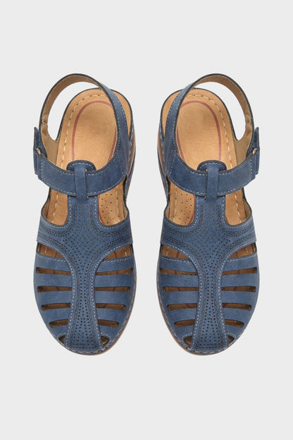 Women's Sandals with Velcro Fastening and Perforated Design