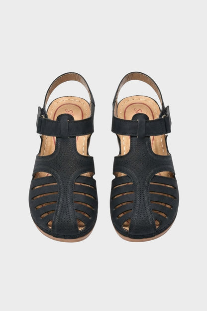 Women's Sandals with Velcro Fastening and Perforated Design