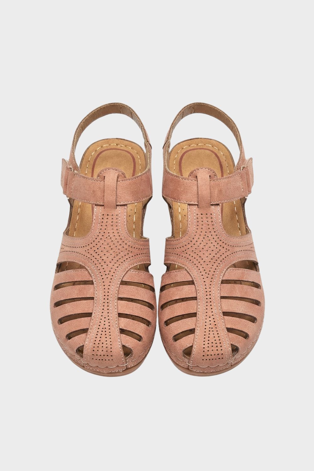 Women's Sandals with Velcro Fastening and Perforated Design