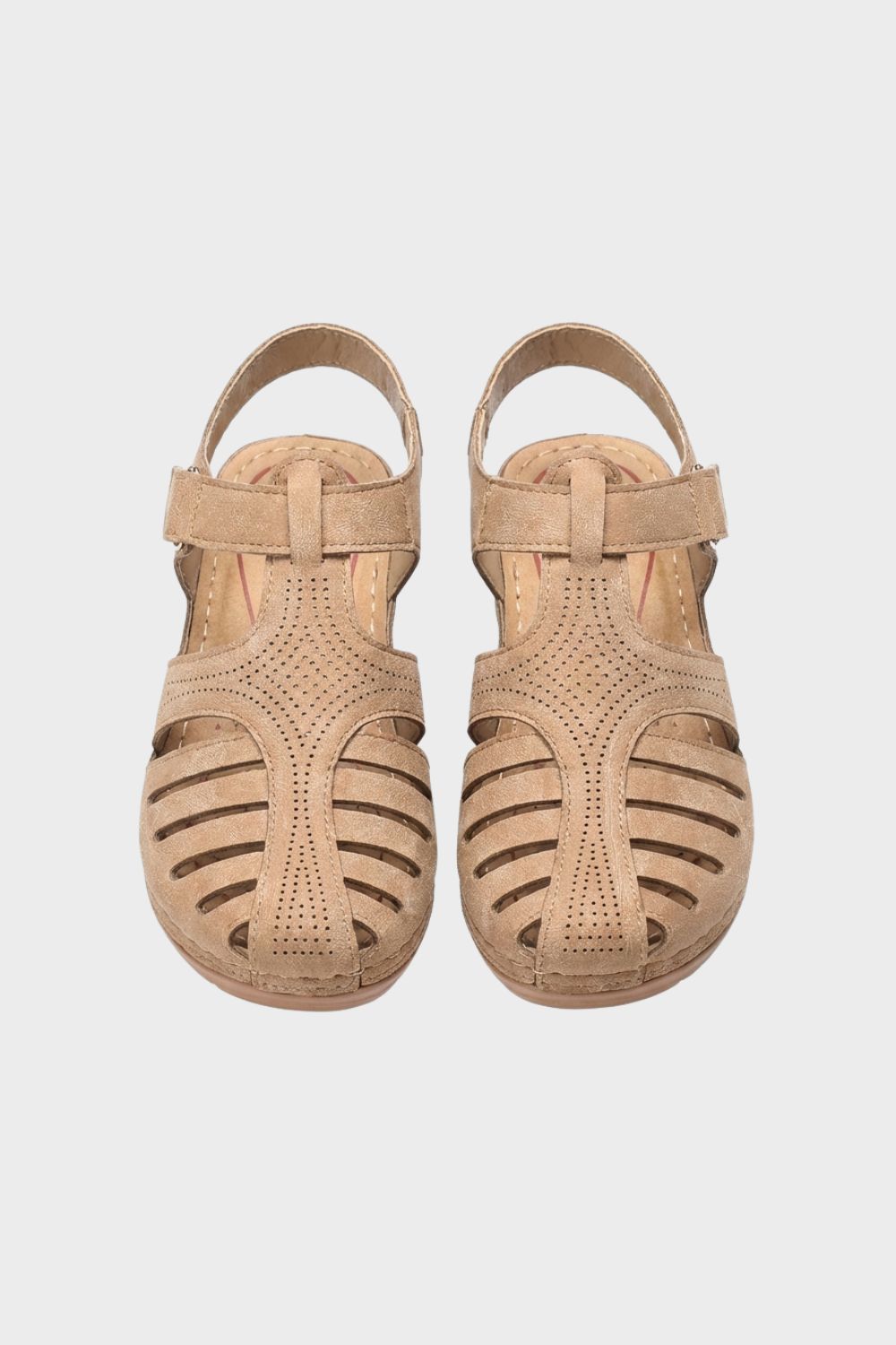 Women's Sandals with Velcro Fastening and Perforated Design