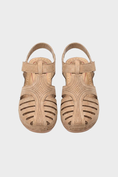 Women's Sandals with Velcro Fastening and Perforated Design
