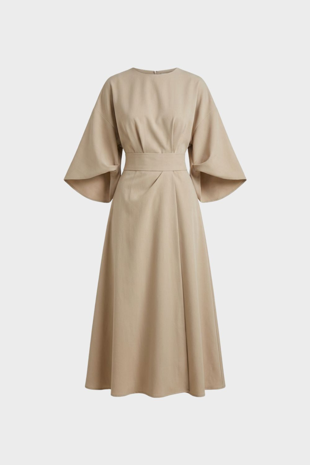 womens belted midi dress long sleeve elegant casual dress | Camden-London