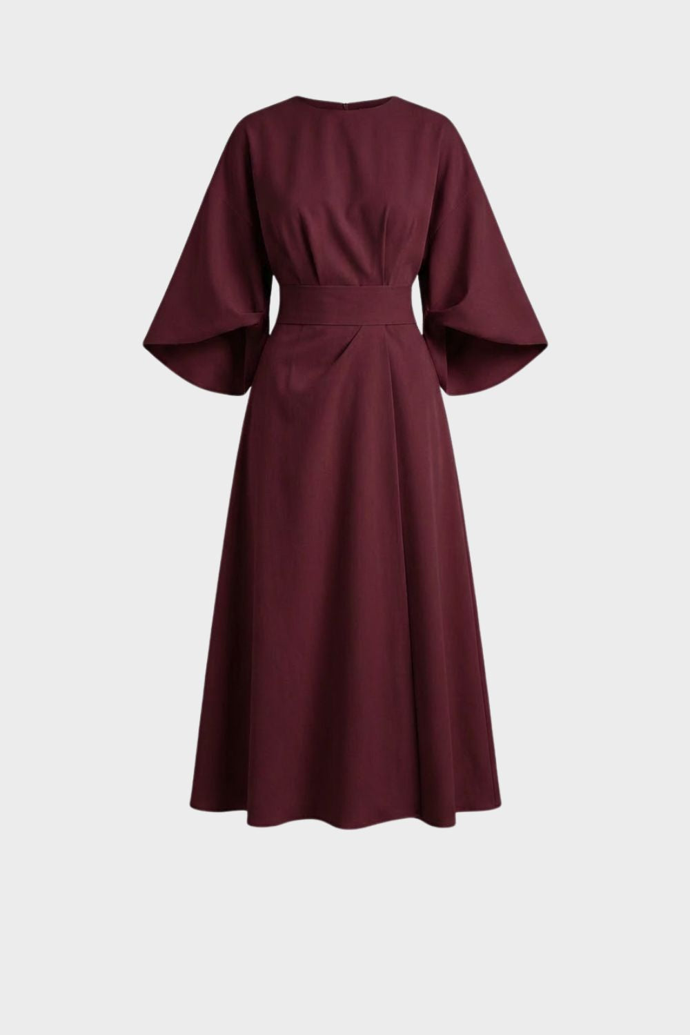 womens belted midi dress long sleeve elegant casual dress | Camden-London