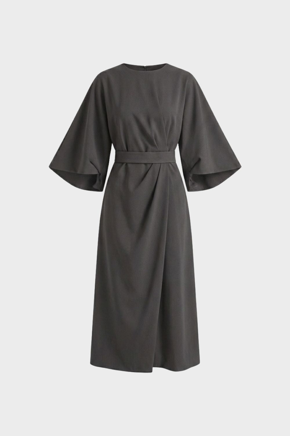 womens belted midi dress long sleeve elegant casual dress | Camden-London