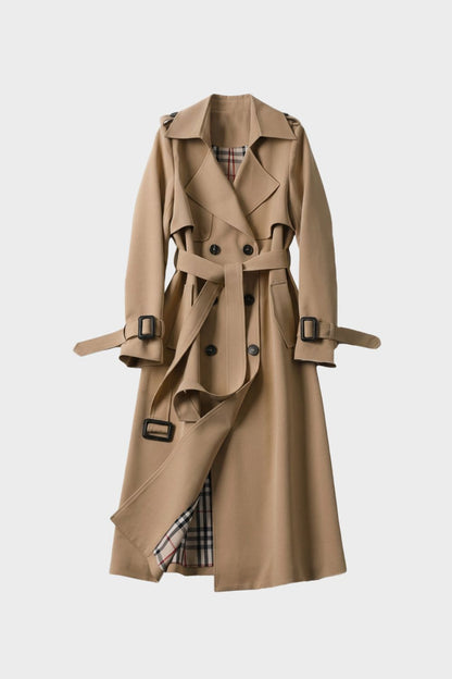 Women's Trench Coat with Belt and Double Breasted Design