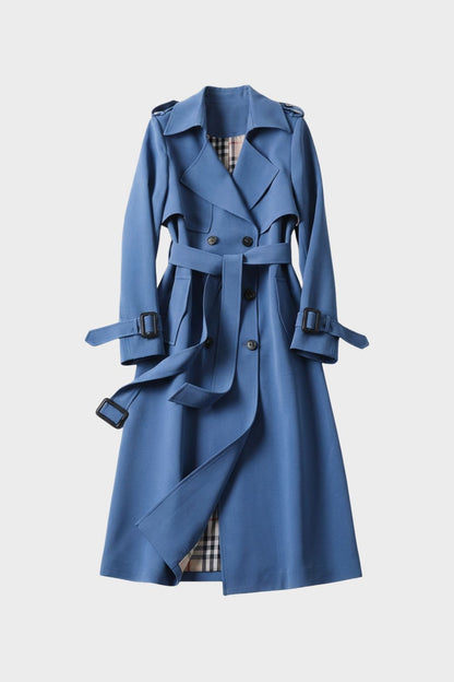 Women's Trench Coat with Belt and Double Breasted Design