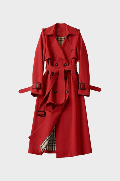 Women's Trench Coat with Belt and Double Breasted Design
