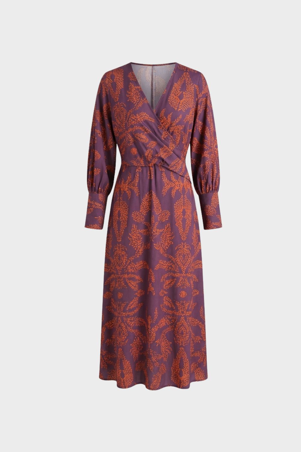Midi Dress for Women with V-Neck and Print