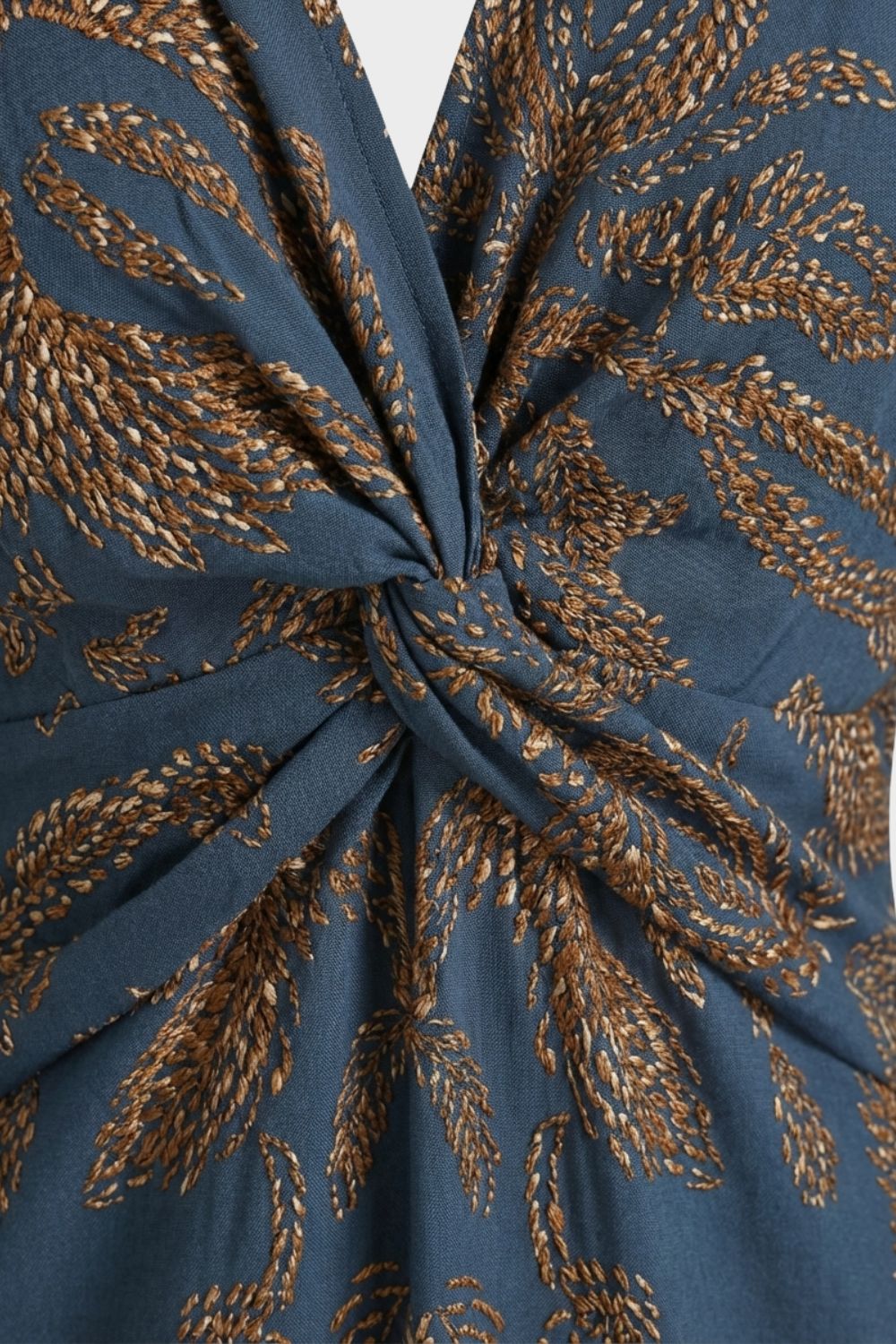 Midi Dress for Women with V-Neck and Print