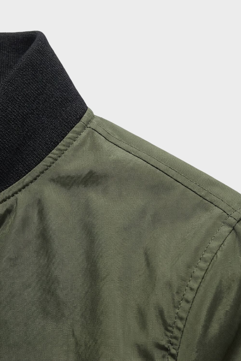 Men's Casual Bomber Jacket with Zip and Stand-Up Collar