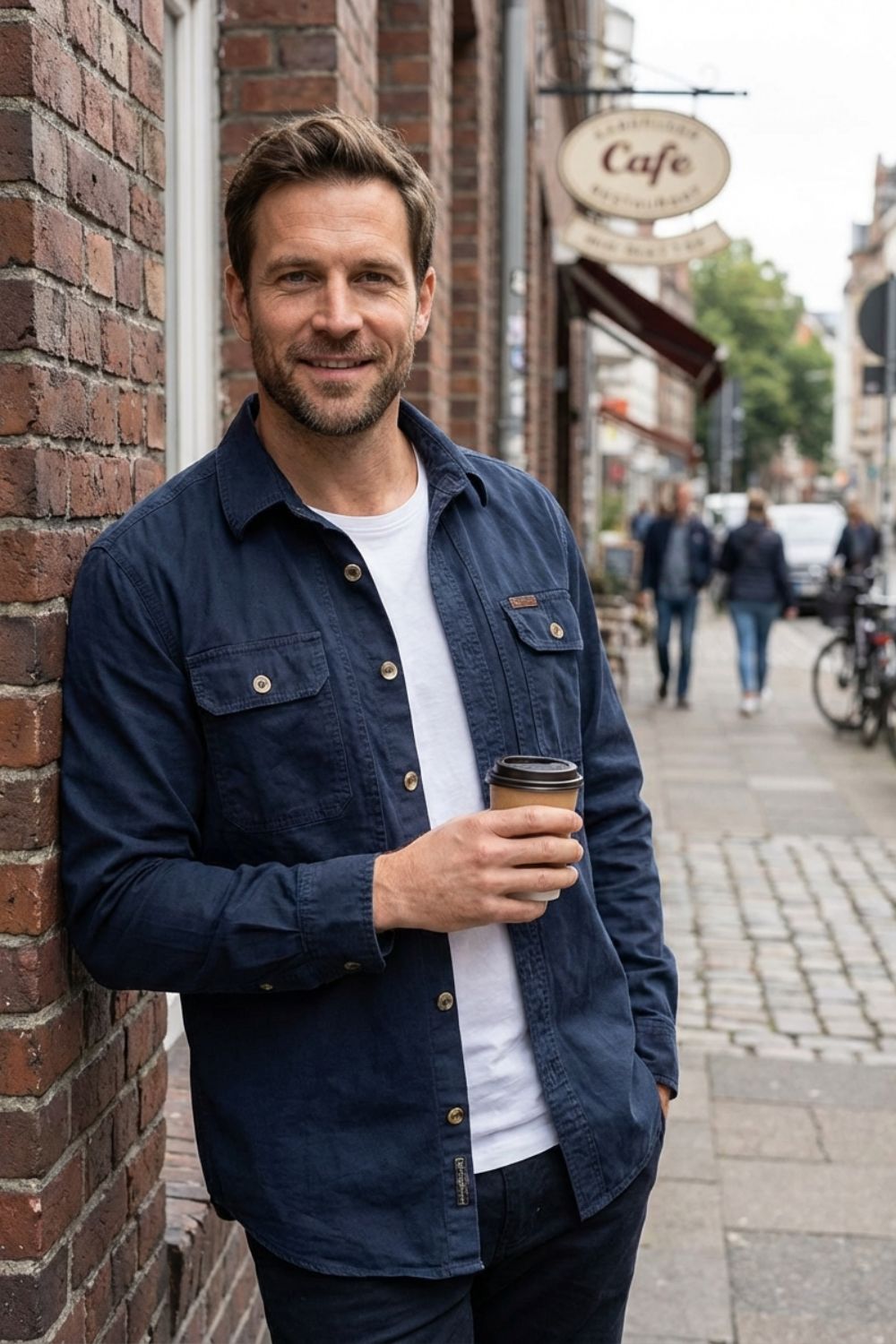 Men's Shirt with Chest Pockets and Button Placket