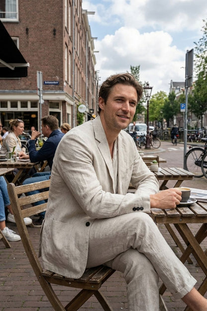 Men's Linen Suit with Jacket and Trousers