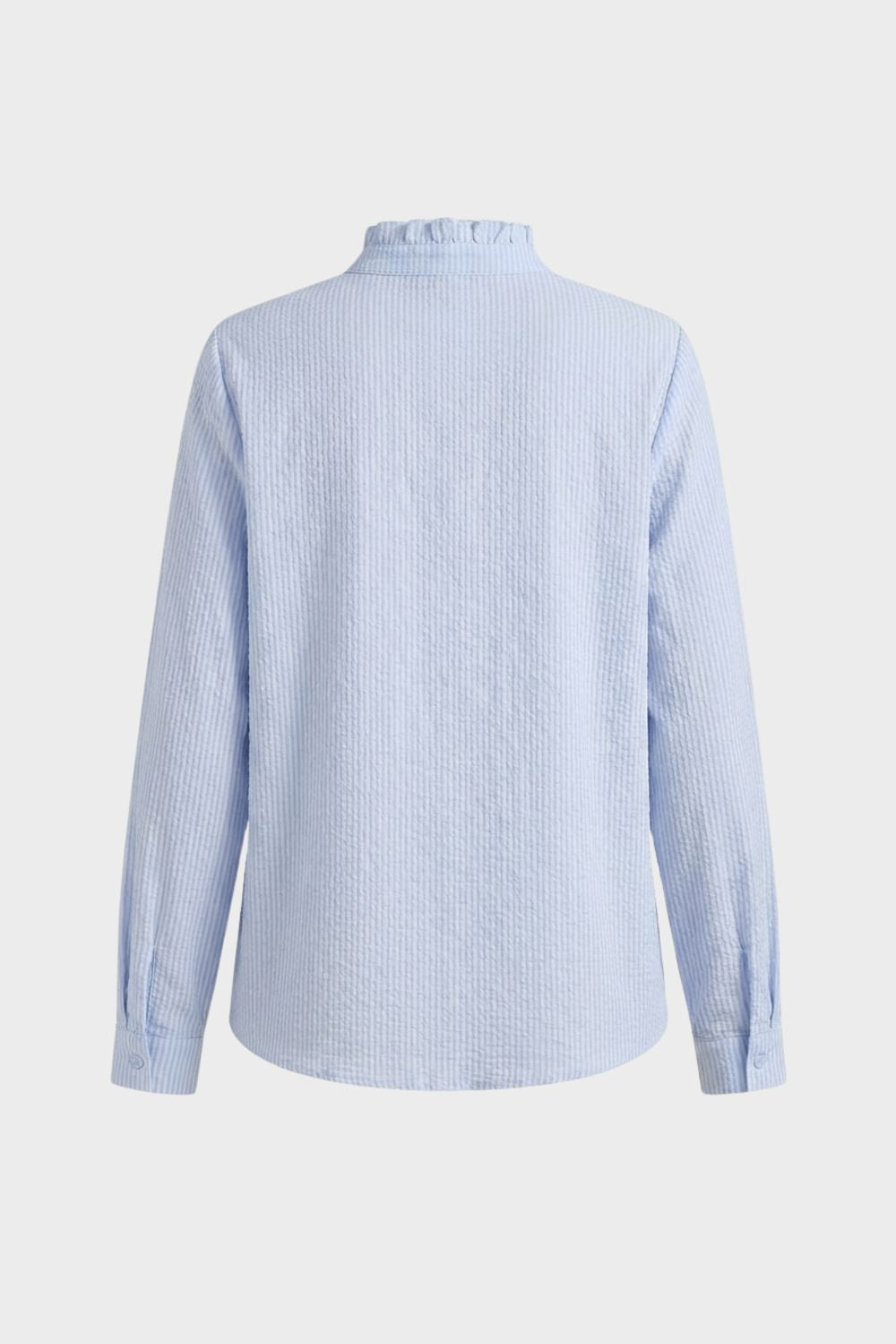Women's Blouse with Ruffles and Stand-Up Collar