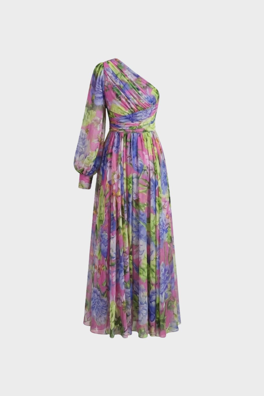 womens one shoulder floral maxi dress elegant flowy party dress | Camden-London
