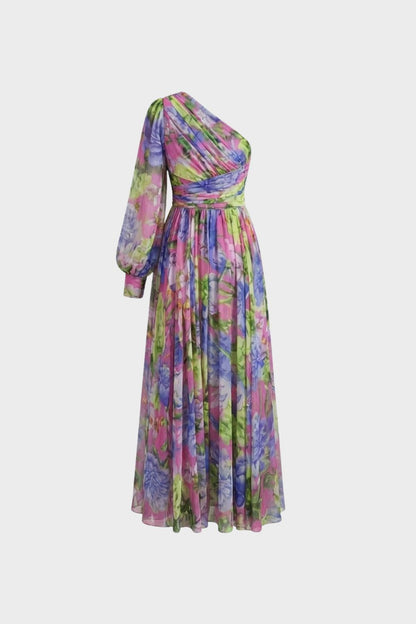 womens one shoulder floral maxi dress elegant flowy party dress | Camden-London