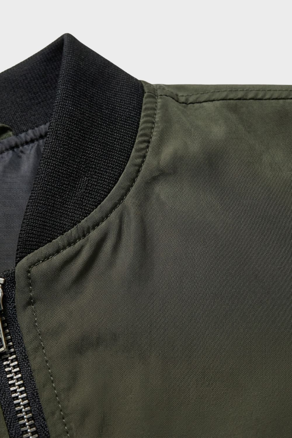 Men's Bomber Jacket with Zip and Stand-Up Collar