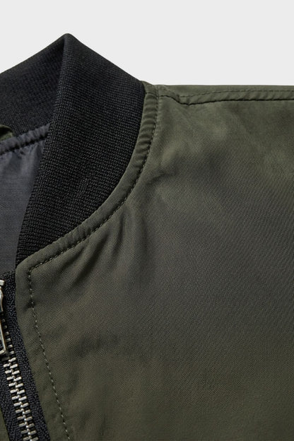 Men's Bomber Jacket with Zip and Stand-Up Collar